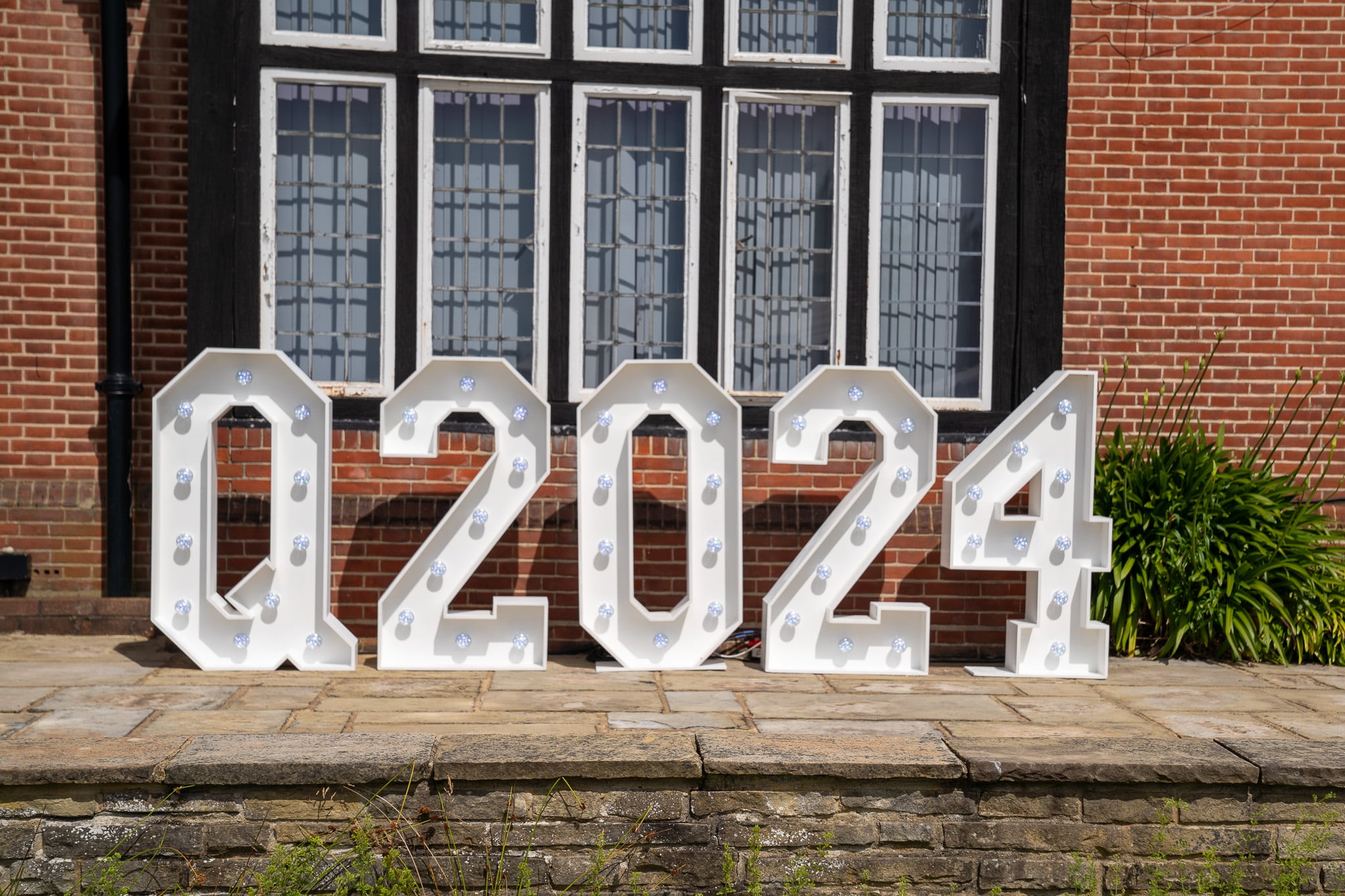 4ft light-up Q and 2024 numbers at the Queenswood Ball in Hatfield