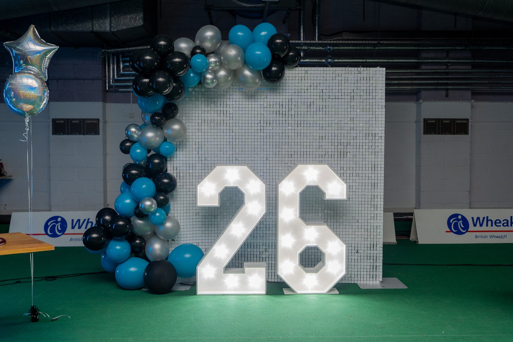 Light up numbers 26 with balloon display at the Aylesbury Cheerleading Academy awards evening
