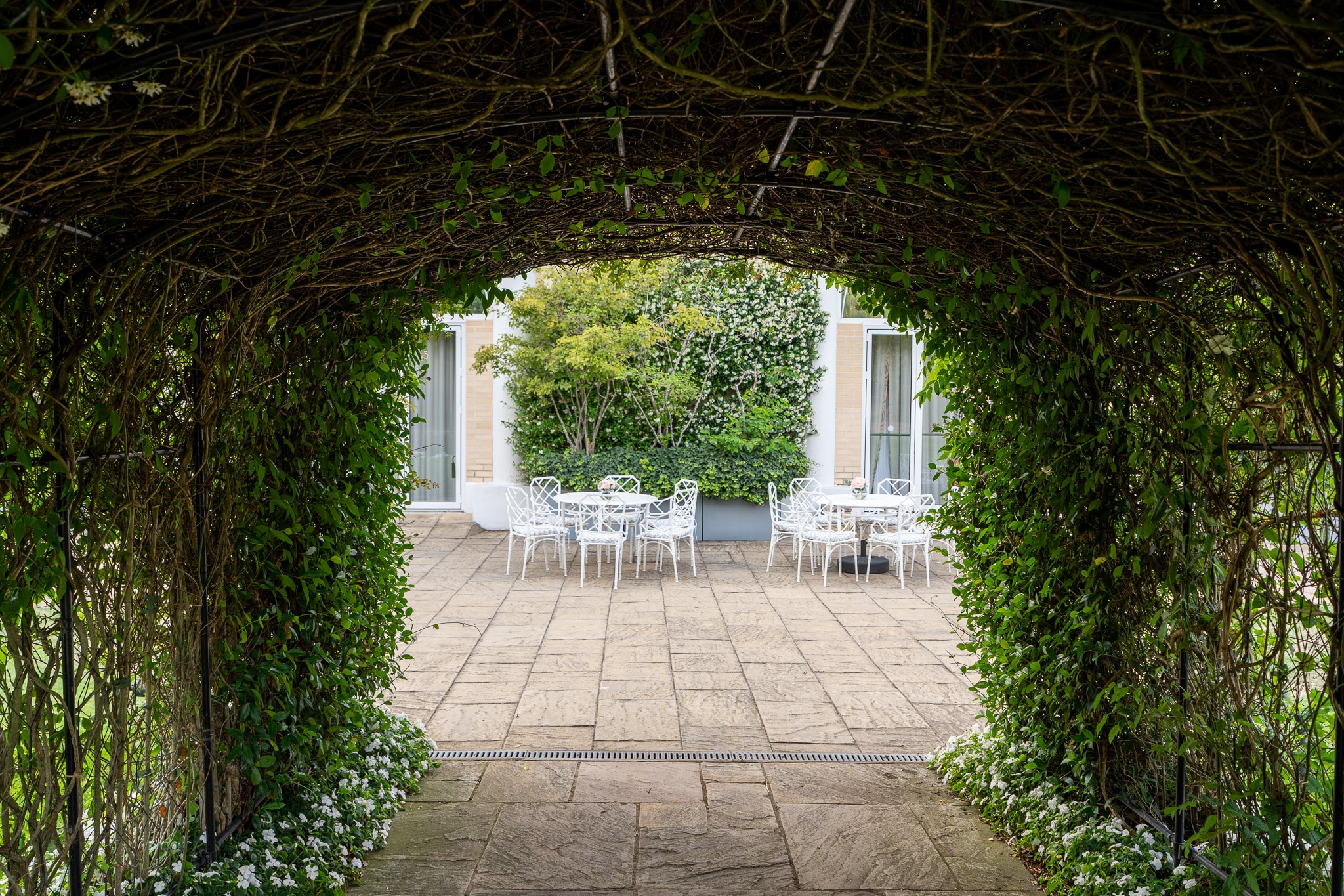The ivy walk through to the terrace at Sopwell House