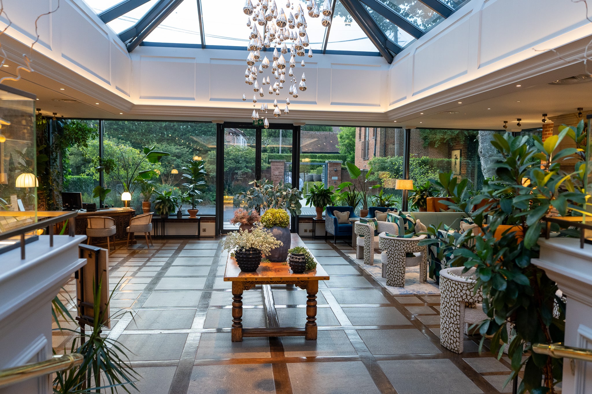 The roof-lantern reception at Sopwell House on the way through to the Octagon Bar