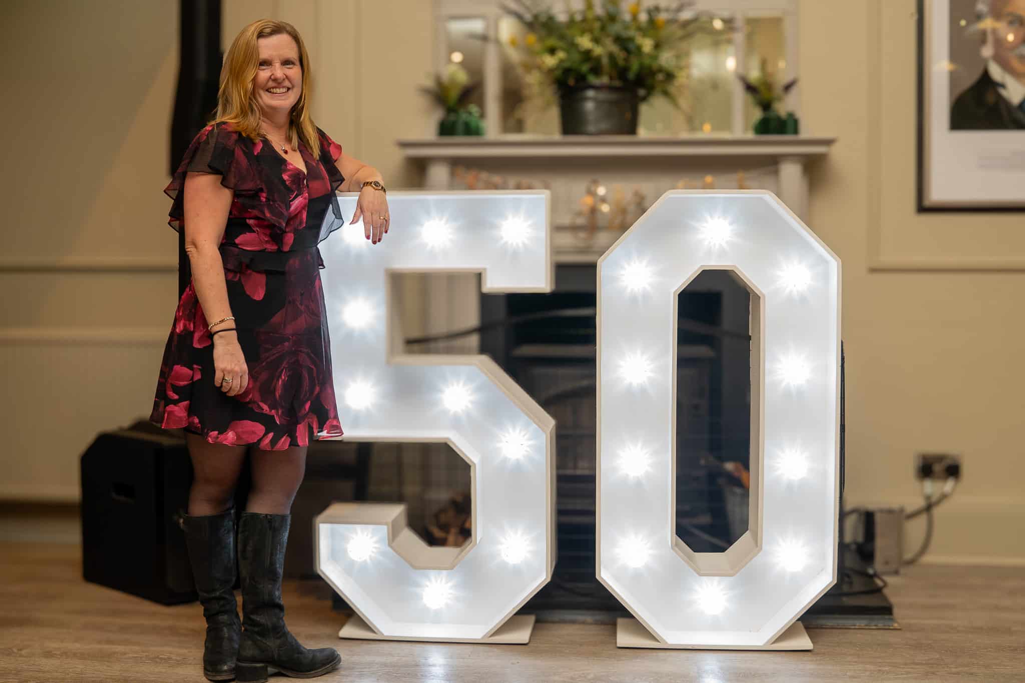 4ft light-up 50 numbers at a real 50th birthday party - Fill The Floor Discos