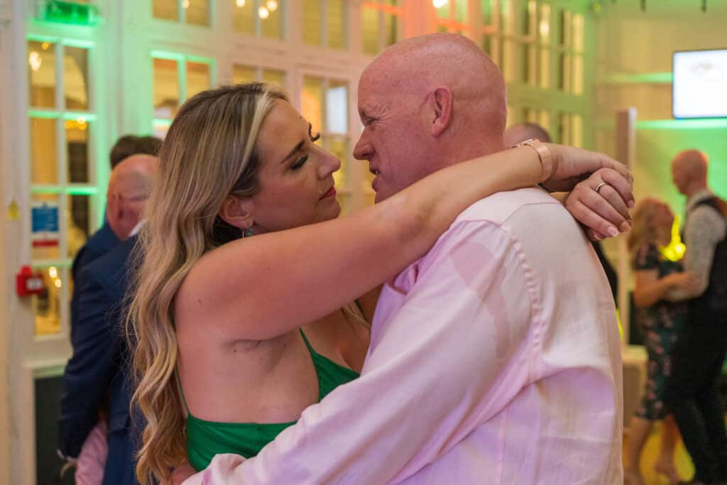 Guests dancing at Sally&rsquo;s wedding reception in Radlett