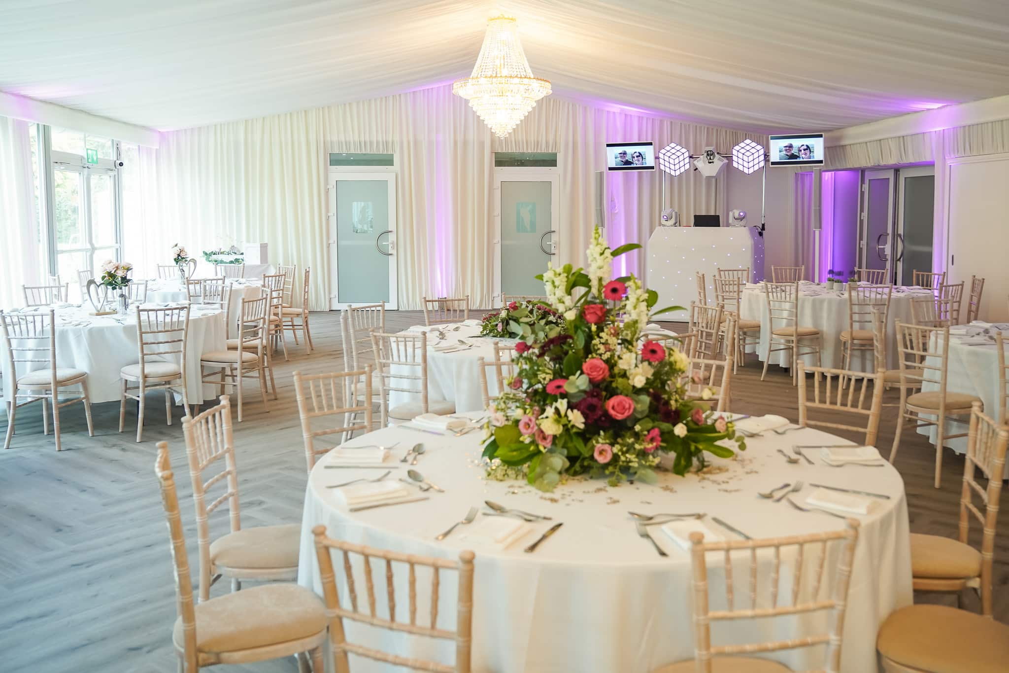 The Rose Garden Suite at Pendley Manor set for the evening