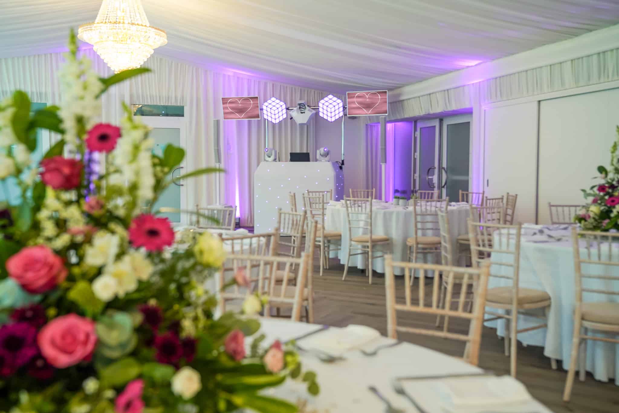 Mood lighting in the Rose Garden Suite at Pendley Manor