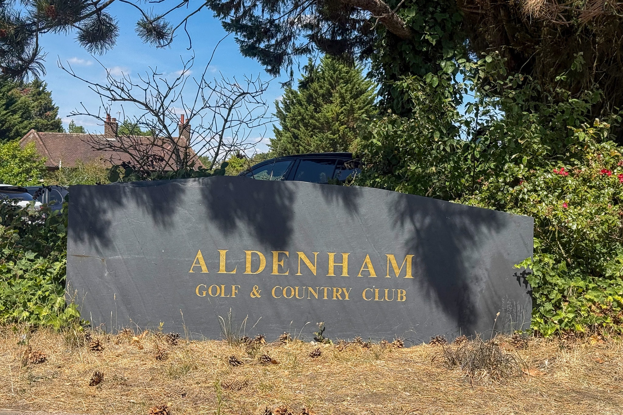 The sign at the entrance to Aldenham Golf and Country Club