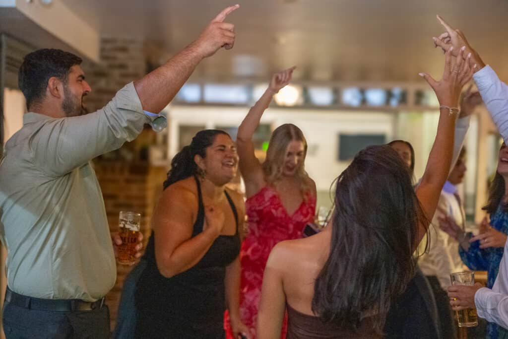 Wedding guests dancing at Richings Park Golf Club