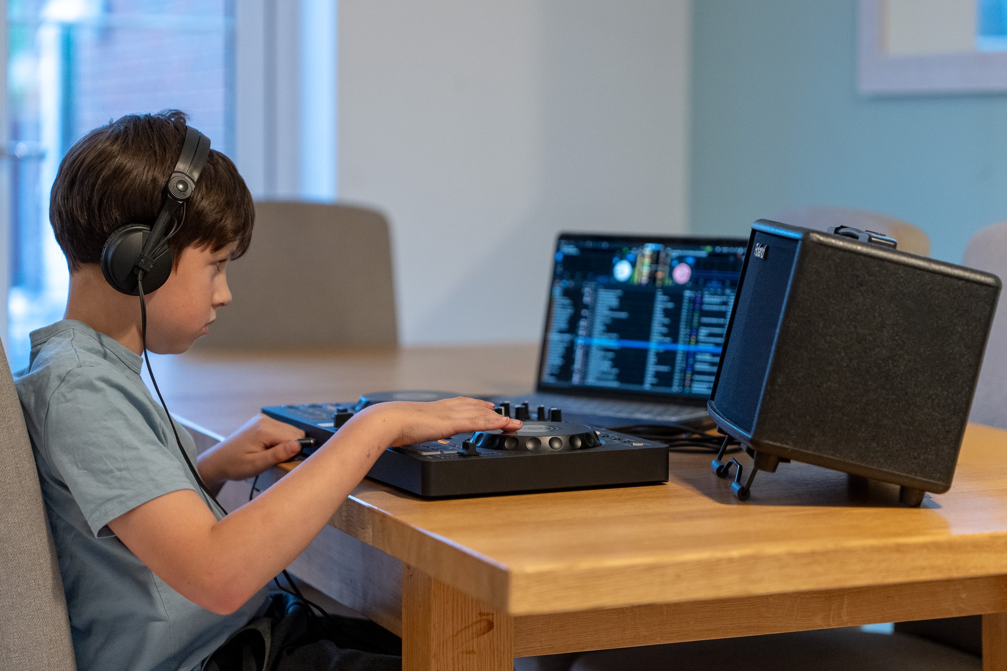 DJ lessons in Weston Turville — teenager mixing during a home DJ lesson