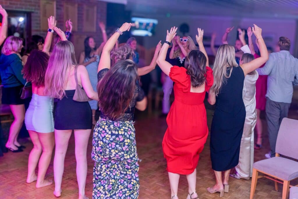 The dance floor in full swing late in the night at Chiltern Forest Golf Club